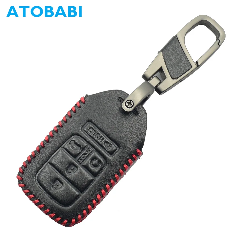 

Leather Car Key Case For Honda Accord Civic CR-V CRV Pilot 2015 2016 2017 2018 2019 Auto Remote Fob Cover Keychain Protector Bag