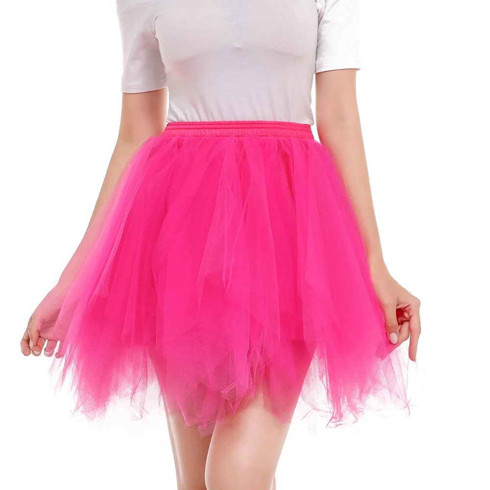 Retro Women Candy Color Mini Skirt Solid Color Tutu Petticoat Skirts
