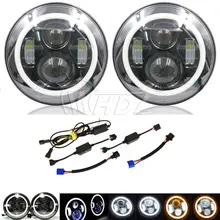 WHDZ пара 7 дюймов круглый 40 Вт светодиодный фары w/белый янтарь Halo Кольцо ангельские глазки для Jeep Wrangler JK TJ CJ