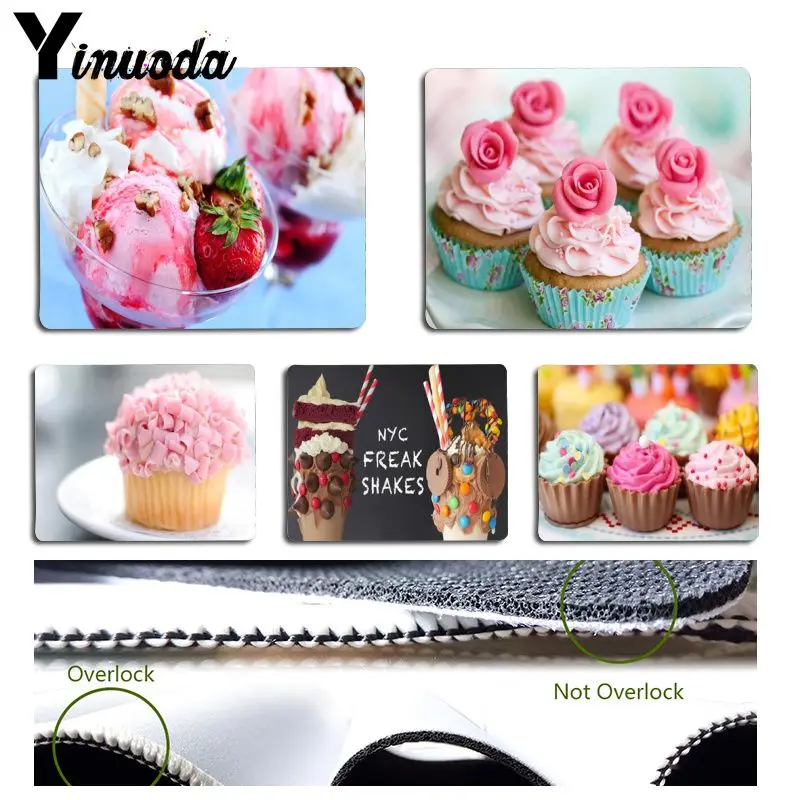 Yinuoda Non Slip PC Dessert Cake Icecream Laptop Gaming Mice Mousepad Size for 18x22cm 25x29cm Rubber Mousemats