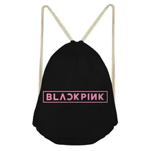 ThiKin Blackpink K-pop Printing Drawstring Bag Women’s Backpack Small Girls School Bags Casual Storage Bag Softback Korean