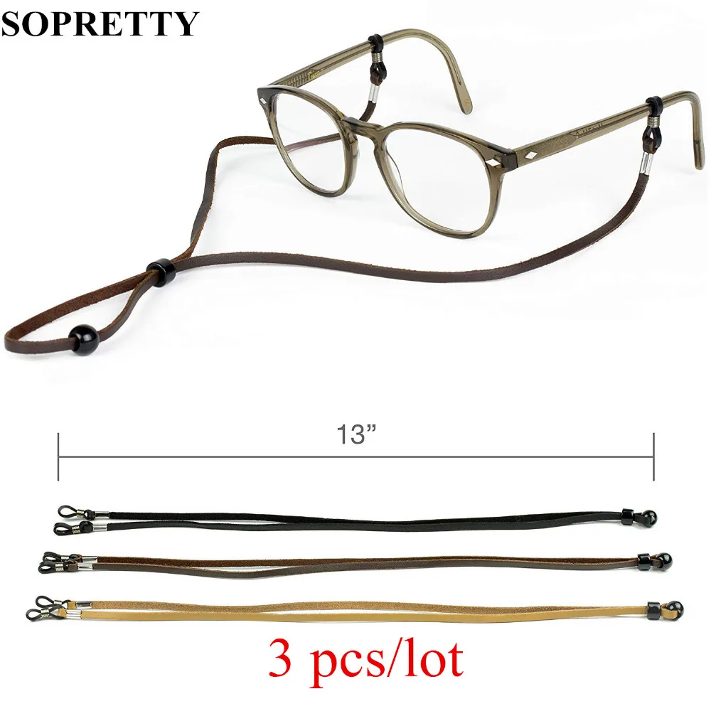 

(3pcs) Eyeglass Retainer Chain -Premium Leather Glasses Strap Eyewear Retainer - Universal Non-Slip Sunglass String Holder Cords