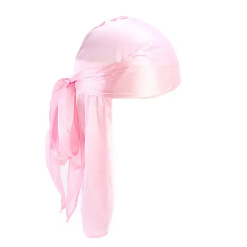 Мотоциклетные бандана шапочки бини длинный хвост Регулируемая полиэфирная имитация шелка Байкерская шляпа Головной Платок Doo тряпки головной убор костюм - Цвет: Розовый