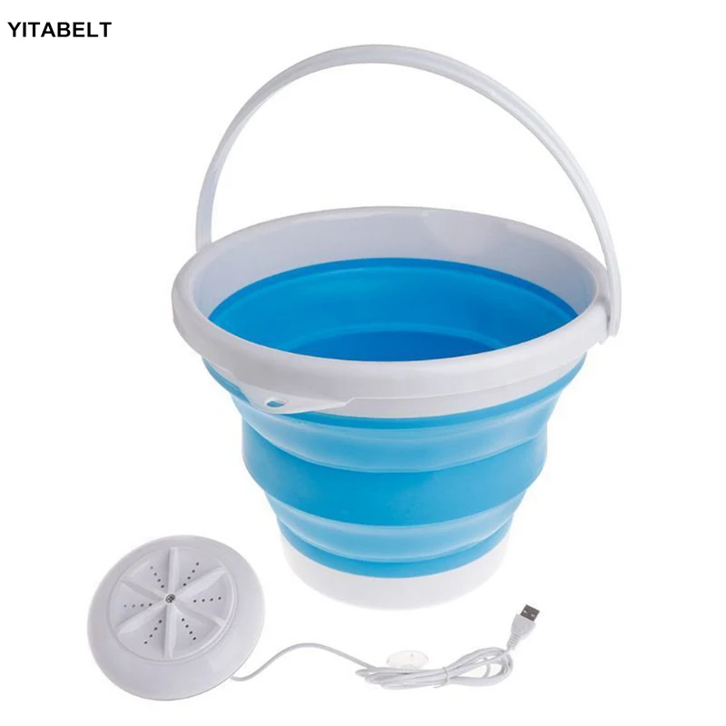 

Portable Ultrasonic Turbine Washing Machine Foldable Bucket Type USB Laundry Machine Home Travel Cleaner