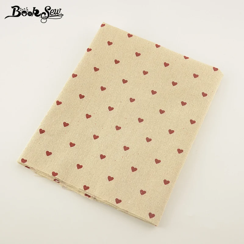 

Booksew Home Textile Cotton Linen Fabric Loving Heart Pattern Sewing Material Tissu For Bag TableCloth Curtain Decoration