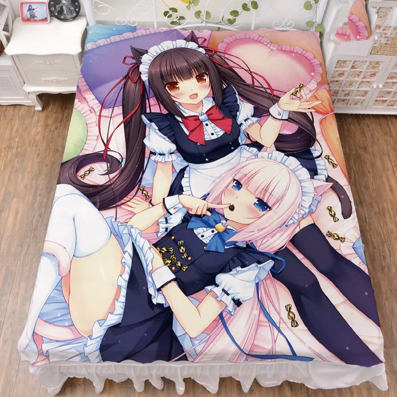 Аниме персонажи NEKOPARA сексуальная девушка chocolat ванильный кокос Azuki постельное белье из молочного волокна и фланелевое одеяло летнее одеяло 150x200 см