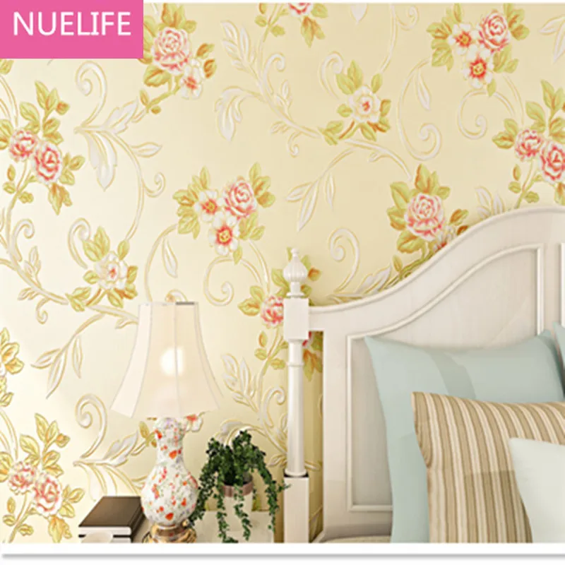 

0.53x10m European style flower pattern wallpaper wedding room living room bedroom study room wall non - woven wallpaper