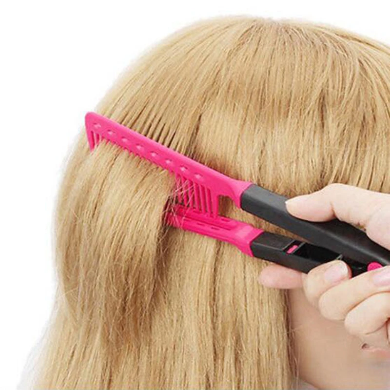 Нежный Красота V Тип выпрямитель для волос гребень DIY парикмахерского инструмента для укладки волос Кисточки Выпрямитель для волос гребень