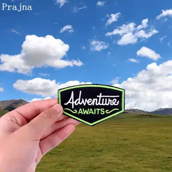 

Prajna DIY Adventure Awaits Iron On Patches On Clothes Explorer Camping Hiking Traveling Patch Embroidered Patches For Clothing
