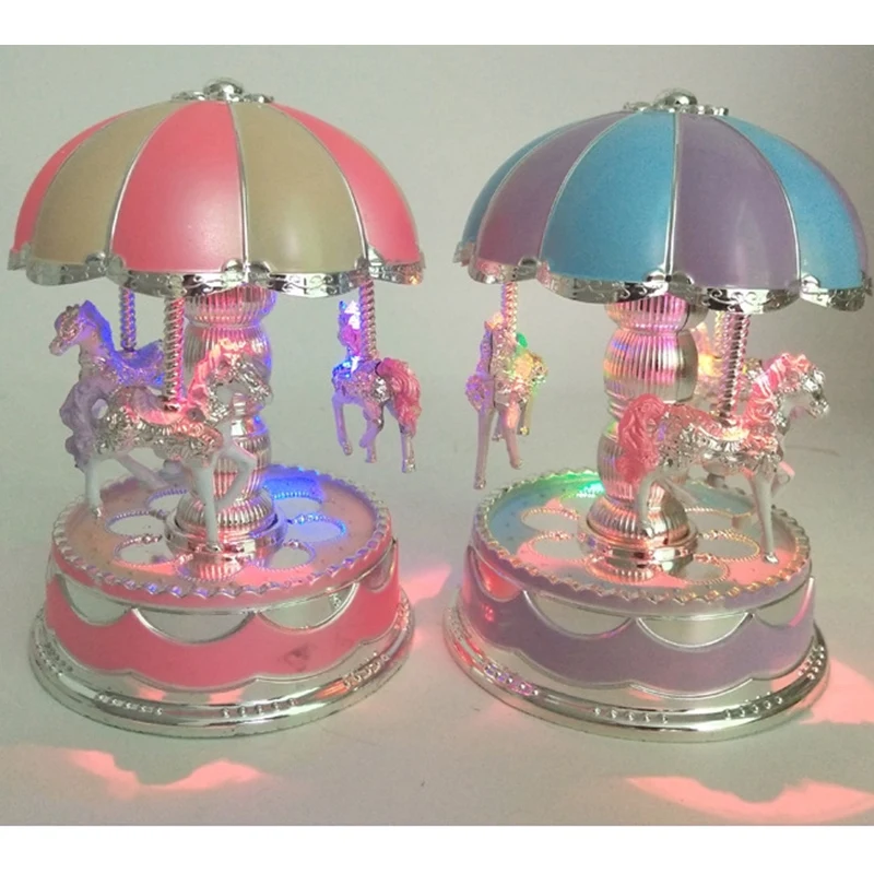 Merry-go-круглая музыкальная карусель коробка игрушка поворотный светящийся карусельная лошадка электрическая музыкальная шкатулка подарки