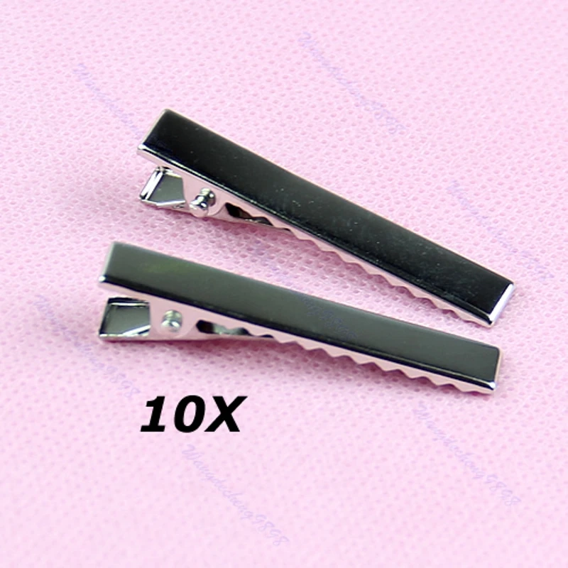 10 pcs Lot 46mm 5mm Single Prong Alligator Aligator Flat Hair Bows