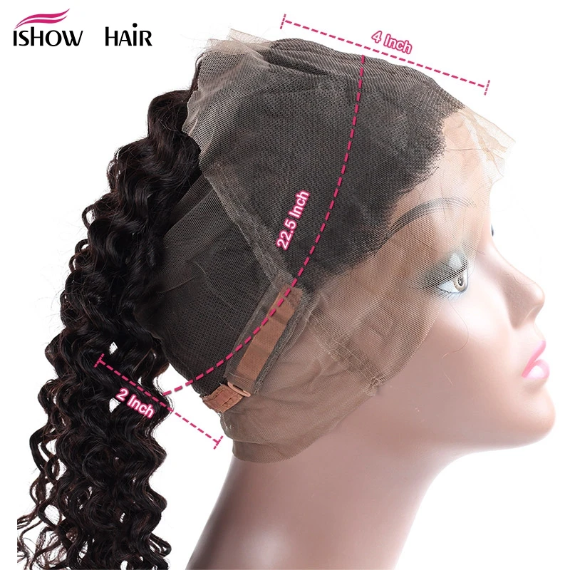 Ishow 360 Lace Frontal Brazilian Deep Wave Human Hair Free Part Pre-plucked Closure Swiss Lace Non Remy Hair 1Piece 8-20inch