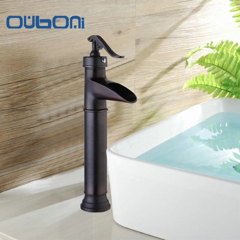 

KEMAIDI Good Quality Deck Mount Vanity Vessel Sinks Mixer Tap Cold And Hot Water Faucet Waterfall Bathroom Faucets&Tap Torneira