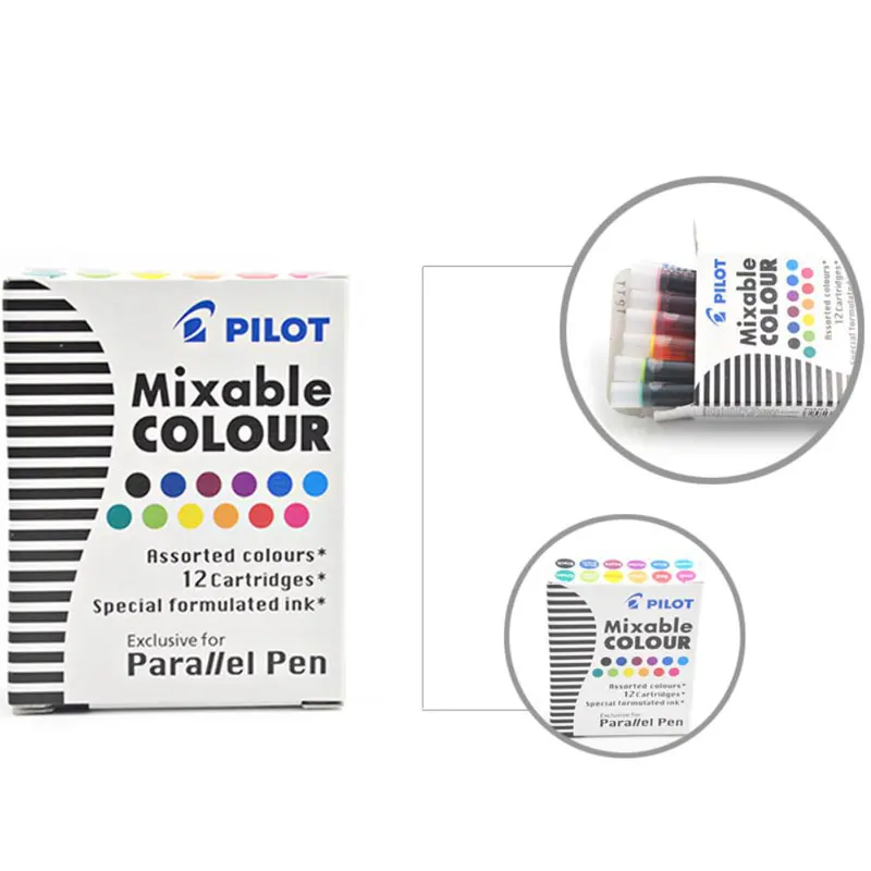 

6 pcs/box Pilot Parallel Calligraphy Pen Refill colour ink cartridges Blue/Black/Red /violet/pink/green/yellow/ mixable Color