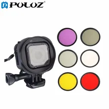 6 in 1 58mm ND2 + UV + FLD + CPL Lens Filter + Red & Yellow Lens Filter W/ Filter Adapter Ring Kit for GoPro HERO4 Session