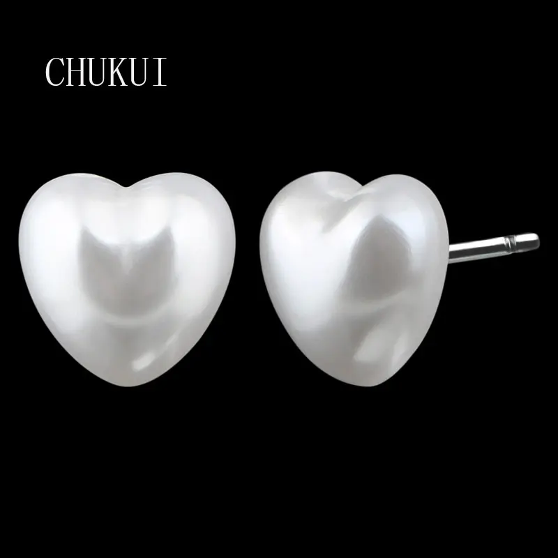 CHUKUI Oorbellen корейские модные серьги в форме сердца с жемчугом гвоздики из