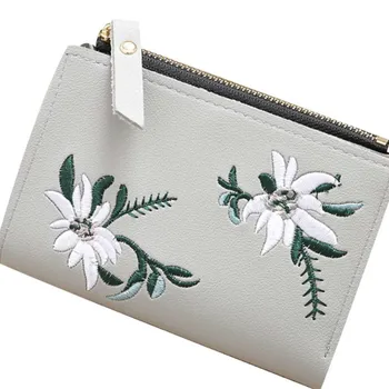 

Newly Listed Mini Korean Embroidery Thin Zipper Female Wallet Short Student Ladies Women Purse Money Gift Package Coin Pocket