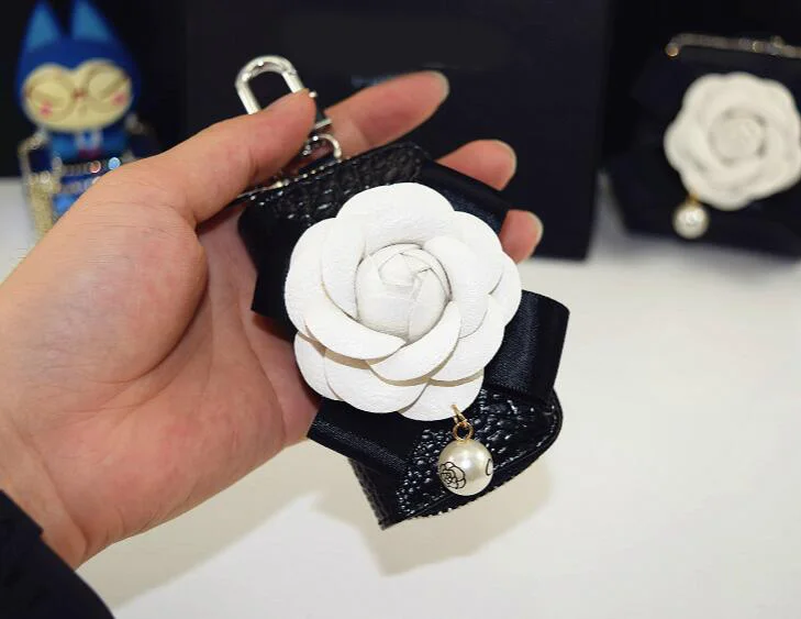Fashion-Camellia-Flower-Key-Holder-Genuine-leather-bag-Women-Car-key-wallet-Keychain-Cover-111