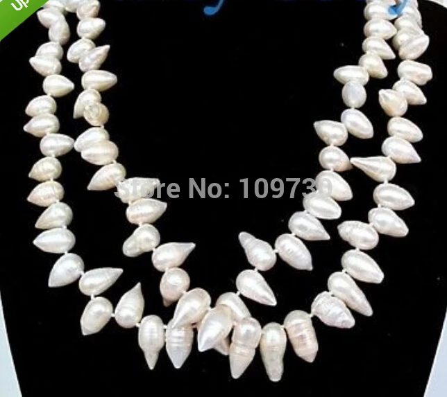 

Jewelr 002979 Double White Drip Baroque FW Pearl Necklace