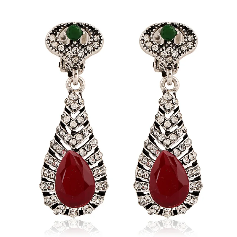 

Bohemia New Retro earrings pierced Rhinestone earrings exaggerated female accessories earrings