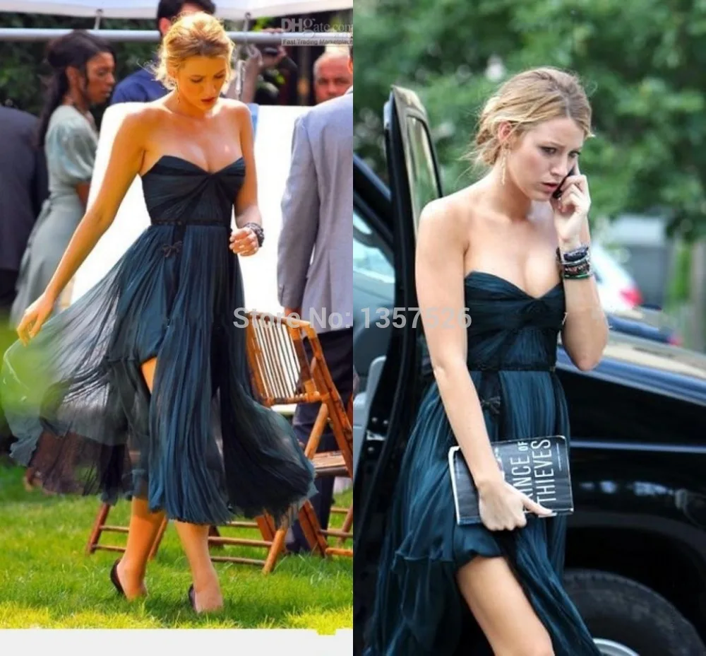 Robes Serena Van Der Woodsen Gossip Girl Serena Deep Sexy chérie en mousseline de soie robes de bal thé  longueur robes de soirée 2016 robe de soirée robe de festa | AliExpress