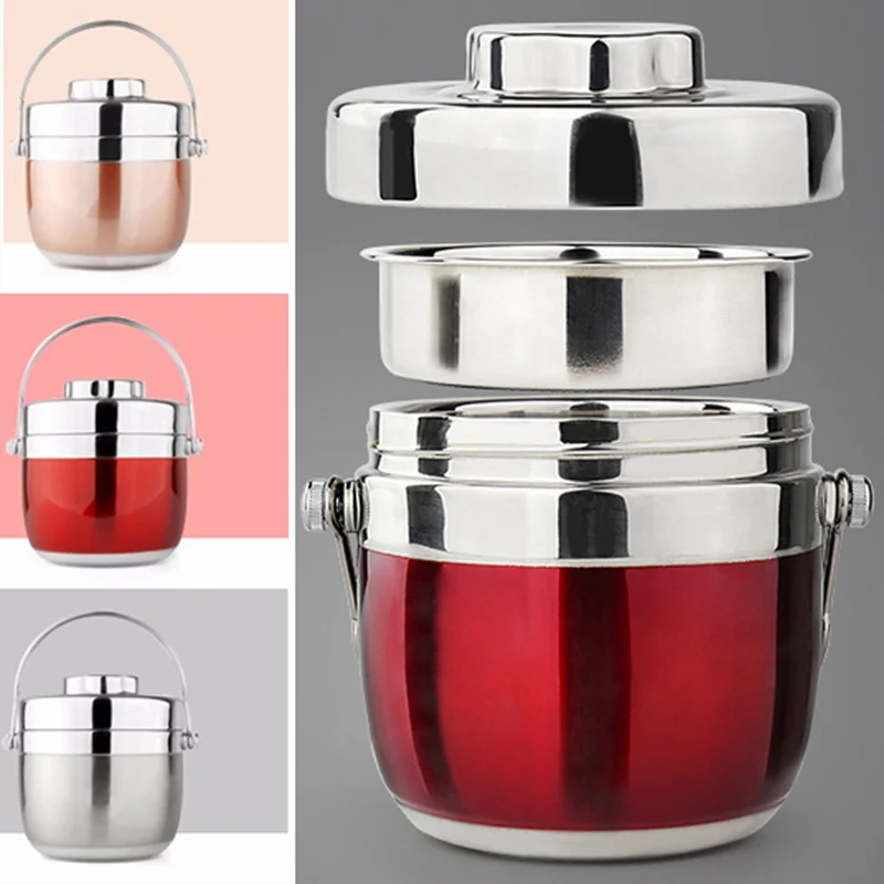 Double Layer Stainless Steel Bento Box Kids Portable Japanese Thermal Lunch Boxs Travel School Food Container Lunchbox Whit Bag 7
