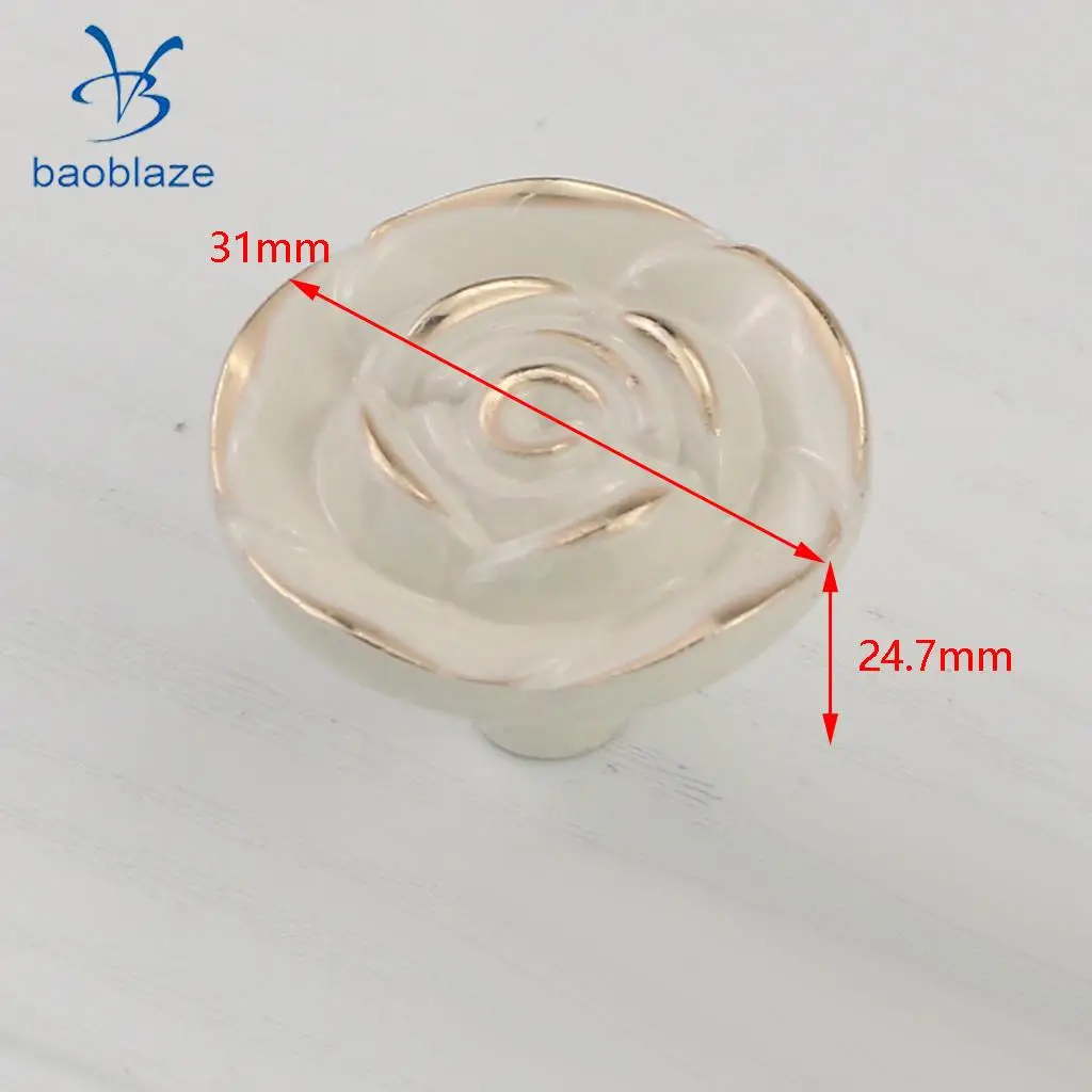 Baoblaze Elegant Flower Rose Pull Knobs Handles for Door Kitchen Dresser Cabinet Drawer Cupboard Wardrobe Door