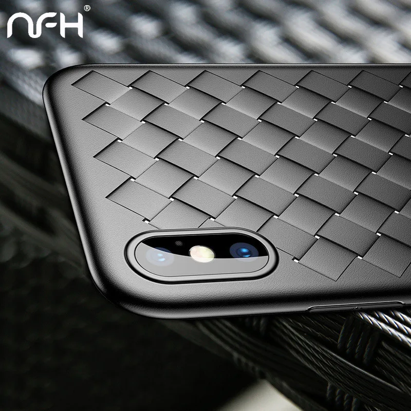 

NFH Soft Silicone Phone Case For iPhone X 10 8 Plus Luxury Grid Weaving Cases Coque For iPhone On 5 5s SE 6 6s 7 8 Plus X Cover