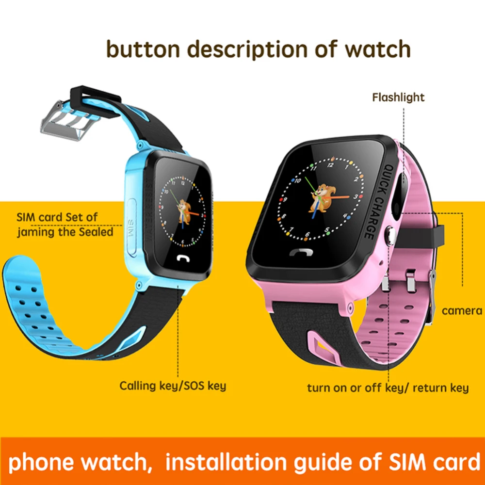  Kinder Smart Uhr Telefon GPS Tracker SIM Karte SOS Anruf smartwatch LBS position für Kind Android i