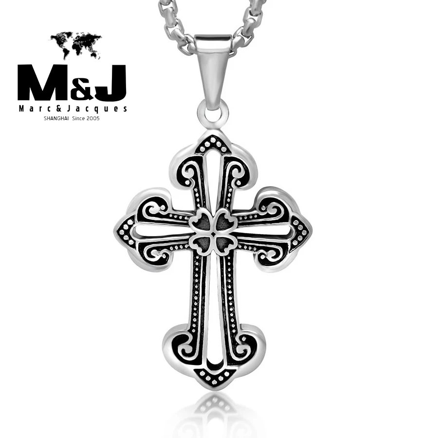 WITH RANDOM Gift Chain Vintage Jesus Christ Stainless Steel Cross