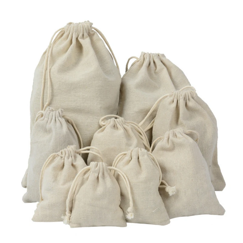 

20PCS Linen Pouch Jewelry Packaging Bag Makeup Wedding Candy Gift Bags Wrapping Supplies Sack Drawstring Bag Custom Logo Print