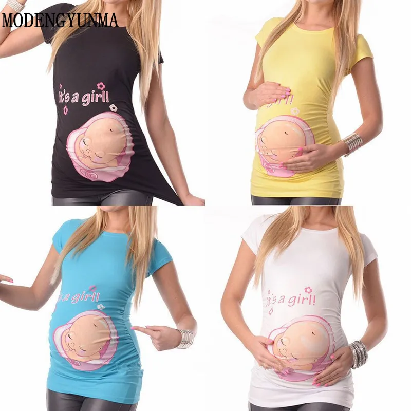 MODENGYUNMA Maternity tops for pregnant women short sleeve pregnant t shirt with baby girl print tees funny pregnancy t-shirts MODENGYUNMA Maternity tops for pregnant women short sleeve pregnant t shirt with baby girl print tees funny pregnancy t-shirts