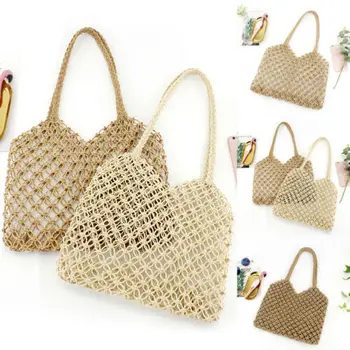 

Fashion Women Casual Simple Straw Bag Handwoven Rattan Handbags Knitted Crossbody Bag Tote Shopping Bags