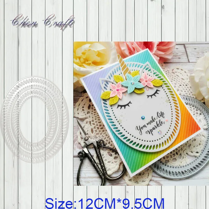 

Oval pattern envelope greeting card Metal Cutting Dies Stencil Scrapbooking Photo Album Card Paper Embossing Craft DIY