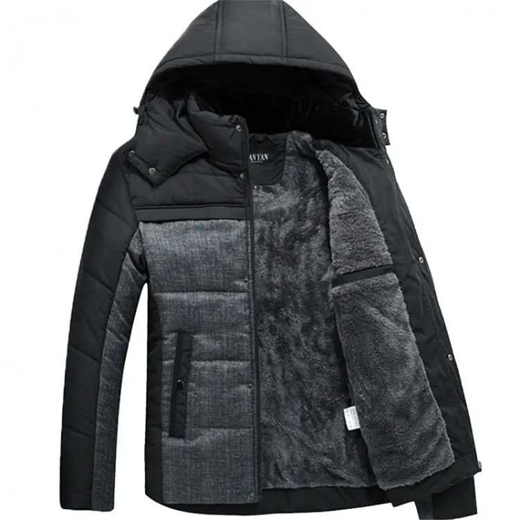 Men parka zipper cotton padded coat winter men coat hooded coat jacket