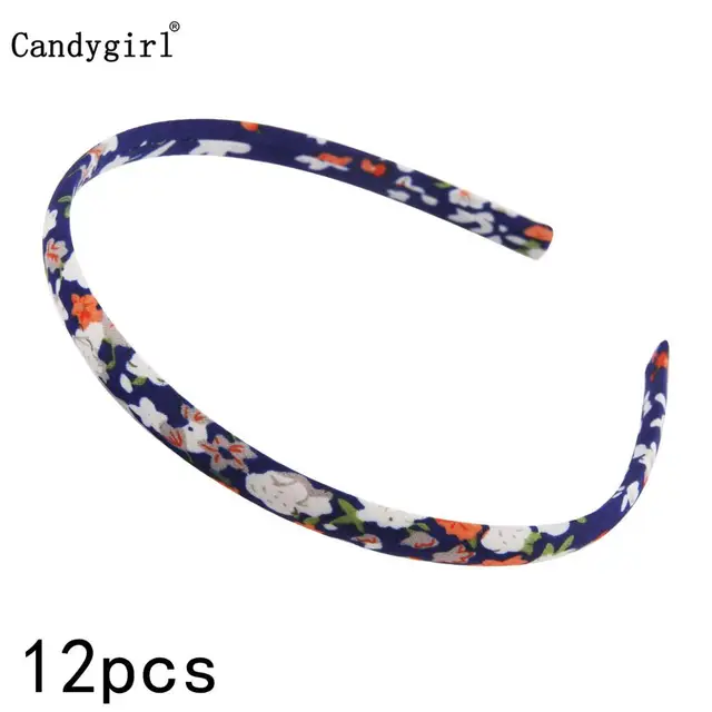 12pcs Flower DIY Ribbon Hairband Women Girl Covered Hair Accessories Headpieces Satin Polyester Jewelry Headbands boho Headwear Navy Blue Headbands