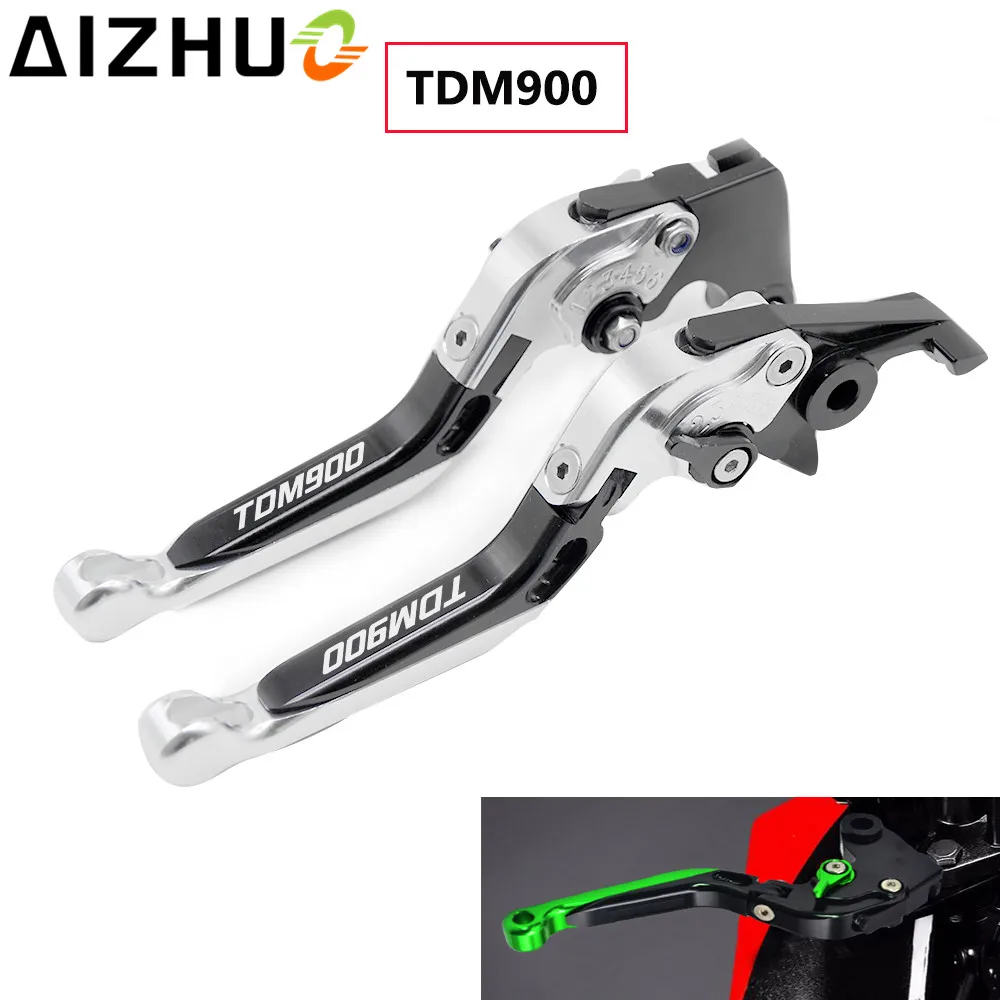 CNC Aluminum Motor Levers For Yamaha TDM900 TDM 900 Motorcycle Clutch Brake Lever Motorbike Extendable Adjustable TDM900 LOGO