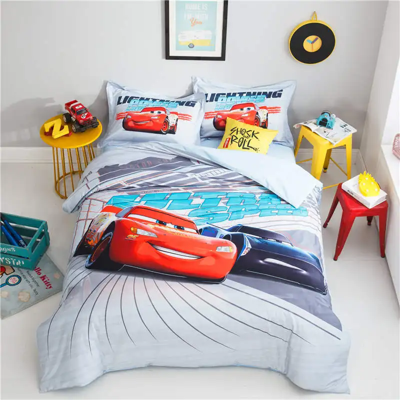 

cartoon car McQueen bed linen disney cotton comforter cover set single twin full queen size pillowcases kids boys girl bedsheet
