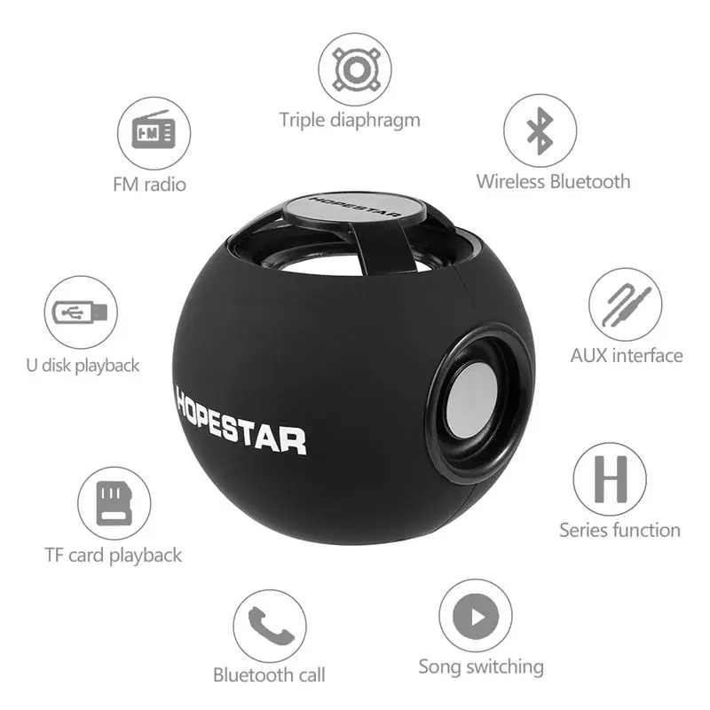 Hopestar H46 округлый дизайн Bluetooth динамик три Противоударная пленка беспроводной открытый мини сабвуфер громкой связи стерео громкий динамик s