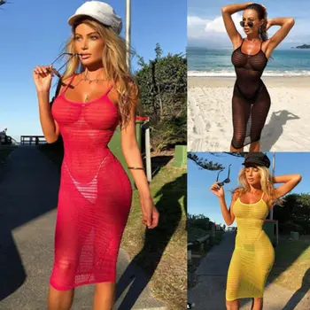 Sexy Women's Summer Lace Crochet Swimwear Solid Knee Length Slim Dresses Beach Dress Summer Sexy Clothing Beachwear Sexy Women's Summer Lace Crochet Swimwear Solid Knee Length Slim Dresses Beach Dress Summer Sexy Clothing Beachwear
