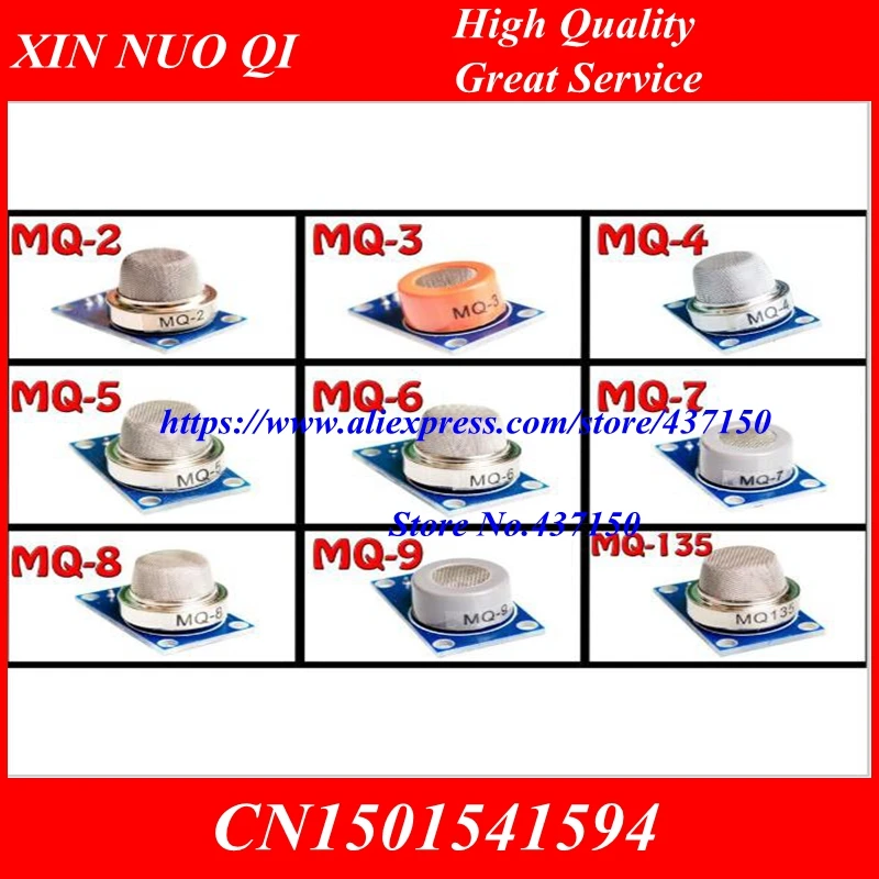 

Gas detection module MQ-2 MQ-3 MQ -4 MQ-5 MQ-6 MQ-7 MQ-8 MQ-9 MQ-135 9PCS of pcs KIT