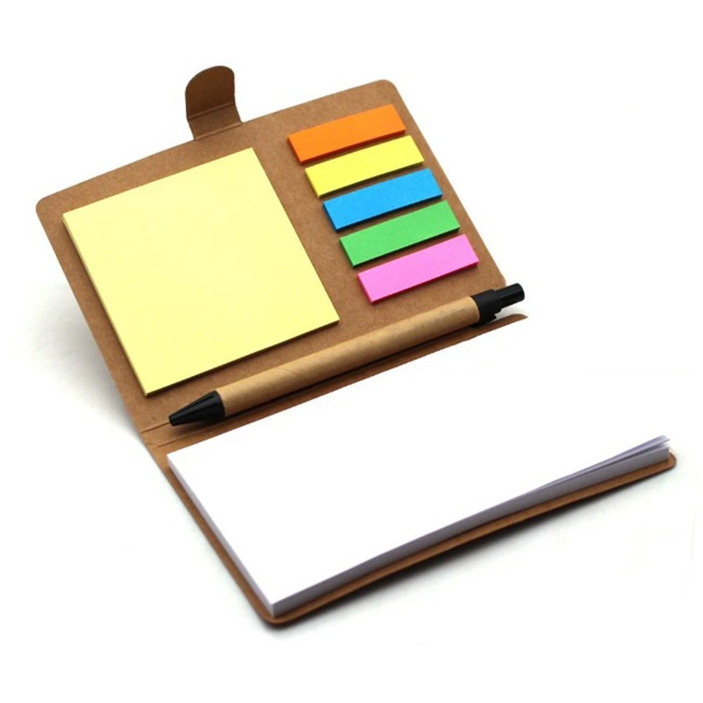 Multi Function Sticky Notes Flag Set Kraft Paper Notebook Personalized Notepads With Pens Notepad Pensticky Flags Aliexpress Multi Function Sticky Notes Flag Set