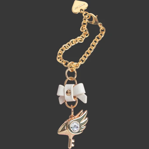 MSMO Cardcaptor Sakura 20-летие бант Золотой ювелирный брелок сумка с подвесками Очаровательная Сумочка аксессуар украшение для сумочки - Цвет: chain white