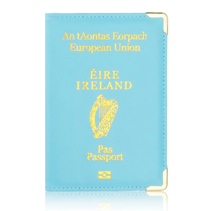 Горячая Распродажа, ирландский дорожный держатель для паспорта, защитный чехол для ирландской кожи, Обложка для паспорта, Бизнес& кредитный держатель для карт чехол - Цвет: Light Blue