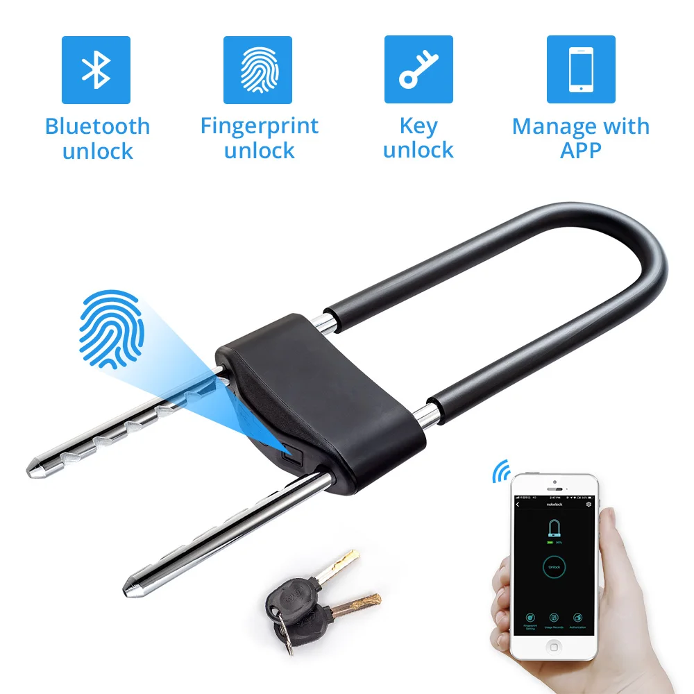 

Golden Security Waterproof Smart APP Control Fingerprint Bluetooth Key 3 Unlocking Ways Door Lock Security Padlock