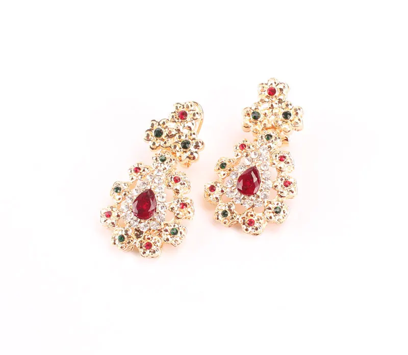 Fine Jewelry Sets For Women Wedding Accessories African Beads Party Gift Gold Color Crystal Necklace Earrings Sets