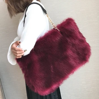 

Winter Casual Tote Women Plush Shoulder Bags Female Chains Handbags Ladies High Capacity Totes Woman Luxury Bolsa Feminina 2017