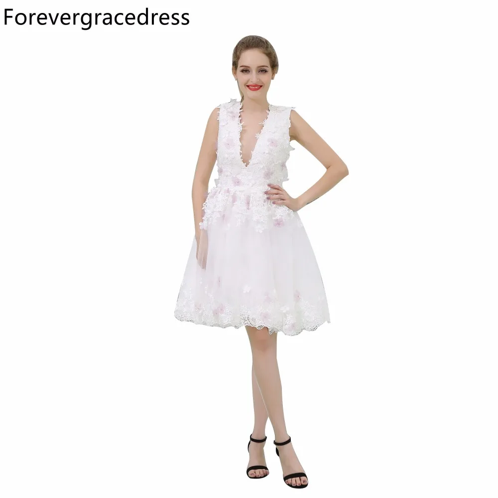 Forevergracedress настоящие фотографии глубокий v-образный вырез коктейльное платье Дизайн кружевное короткое платье для вечеринки плюс размер изготовление на заказ