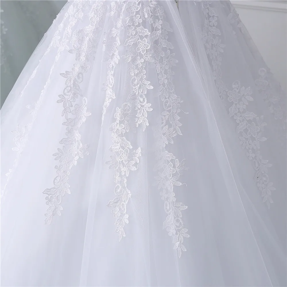 Fansmile кружевные платья свадебное платье Robe Princesse Mariage размера плюс длинный Тюль для поездов Mariage Свадебная индейка FSM-433T