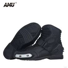 AMU/мотоциклетные ботинки; кожаные мужские ботинки для мотокросса; обувь для верховой езды; обувь в байкерском стиле; дышащая обувь; Botas; мотоциклетные ботинки